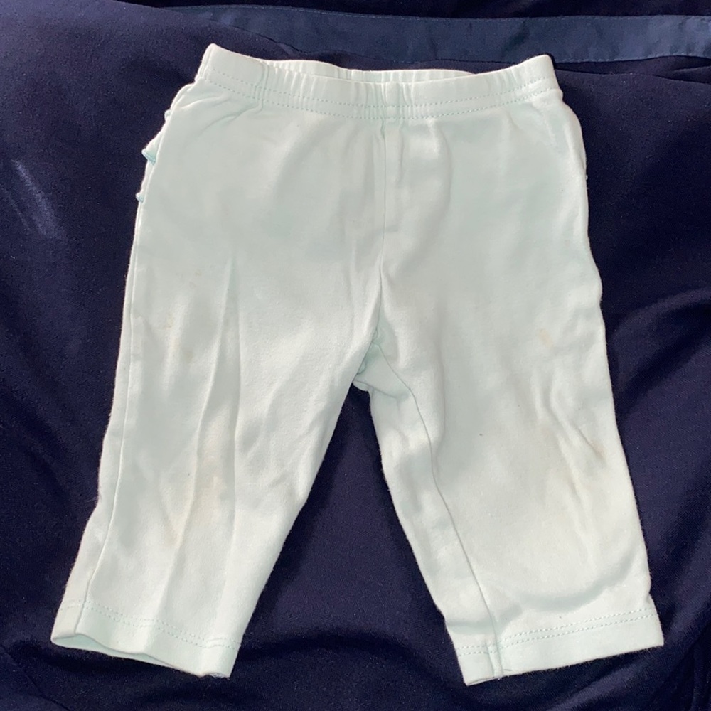 Mint green baby girl pants 3-6 months with ruffles